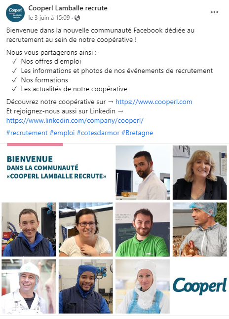 Page Facebook Cooperl Lamballe recrute