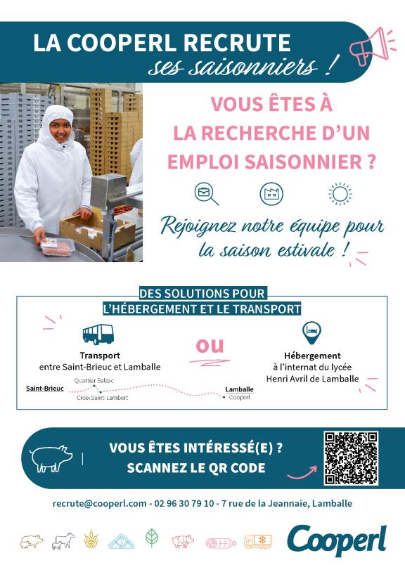 Affiche recrutement saisonniers 2023 Cooperl