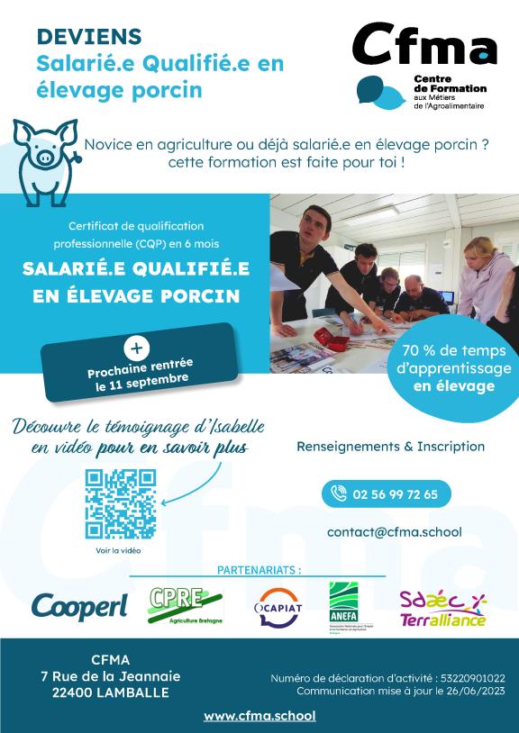 formation salarié qulaifié en élevage porcin