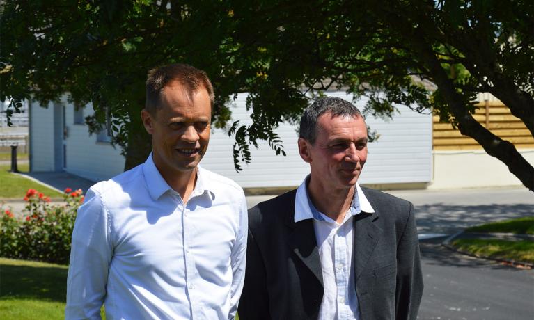 Emmanuel Commault, directeur de la Cooperl, à gauche, et Patrice Drillet, président de la Cooperl, à droite