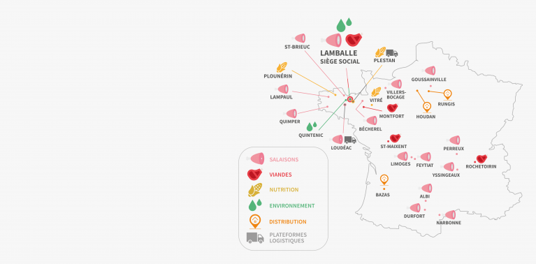 Carte implantations / usines Cooperl