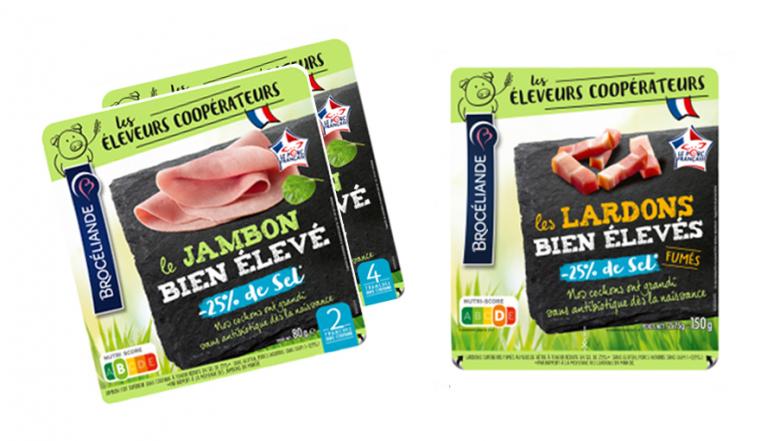 Gamme Brocéliande -25% de sel lardons et jambon bien élevés